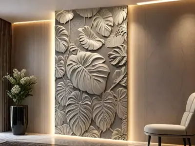 modern panel wall decor set relief stl mural CNC 250 3D model
