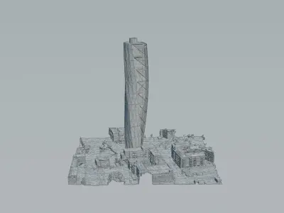 Turning Torso by Santiago Calatrava Low-poly 3D model