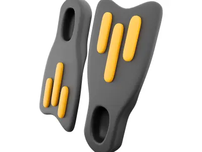 3d  yellow and black flippers cartoon icon 3D model