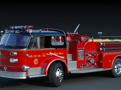 Fire truck American La France 900 Chicago Fire Dep Low-poly 3D model