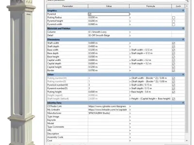 Parametric Classic Columns Family for Revit Pack One 3D model