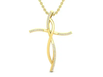 AV 378 Diamond Ladies Swirl Cross Pendant 3D print model