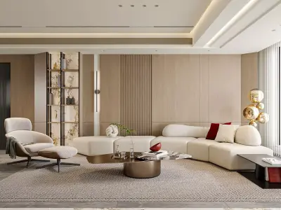 Modern Luxury Living and Dining Interior 3D model