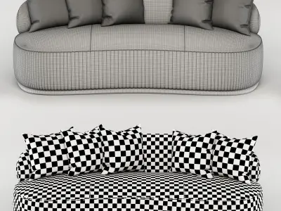 Curved Shape Luxury Faux Leather Sofa 3D model