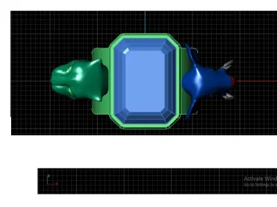 Elephant and Jaguar Ring 3D model