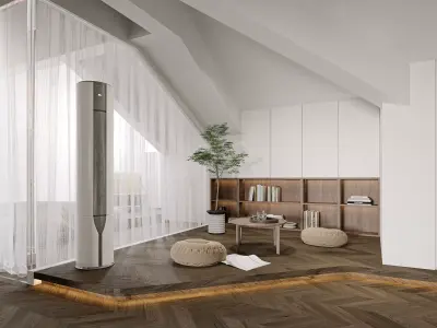 Modern Minimalist Loft Design with Cozy Living Space 3D model