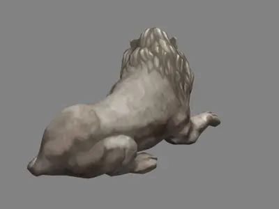 Stone Lion Sculpture - Lying Lion Low-poly 3D model
