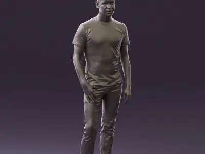 Man sport haircut finger inpocket 0801 3D model