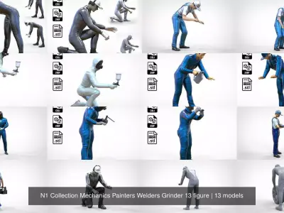 N1 Collection Mechanics Painters Welders Grinder 13 figure 3D Model Pack