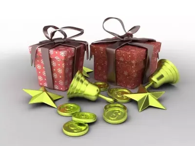 Gifts gifts  Christmas  gold coins  Santa Claus  holidays  joy 3D model