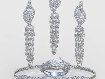Ring Bracelet Earring and Pendant Set 3D printable model 0018 3D Model Pack