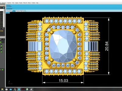 Luxury Square Gemstone Mens Pave Ring 3D Model 3725 3D print model