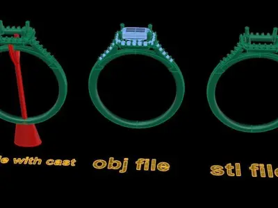 Dainty Emerald Halo Engagement Ring 3D print model