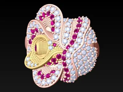 Flower Rings - Womens Ring - N6537 3D print model