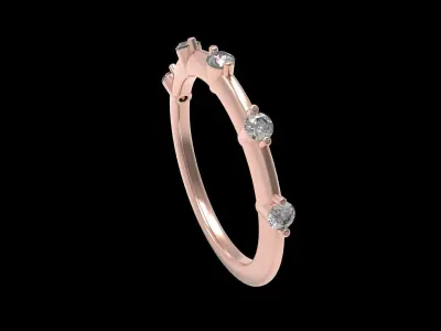 5 Diamond Wedding ring 3D print model