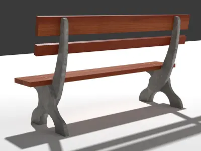 Bench made of wood and concrete Free 3D model