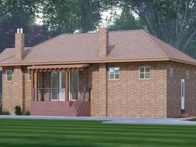 American House 3D Model Modern Suburban Family Home 3D model purchase