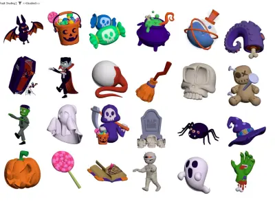 Halloween Decor Collection with Spooky and Festive Elements 3D model