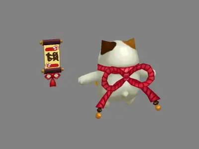 Cartoon Lucky cat Low-poly 3D model