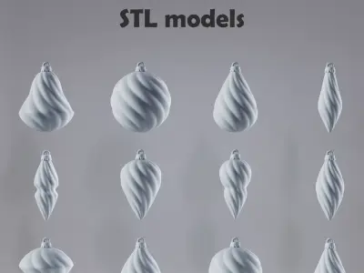 Christmas Twisted Ornaments 3D print model