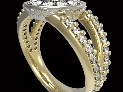 engraving halo ring  center gem 6 mm  3D print model