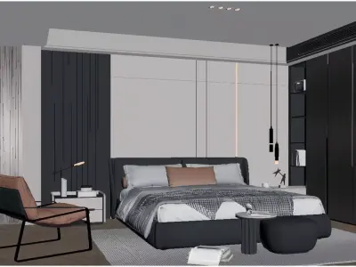 Modern Minimalist Bedroom 3D model