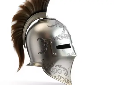 Knight Helm Silver Crest model pack Low-poly 3D model