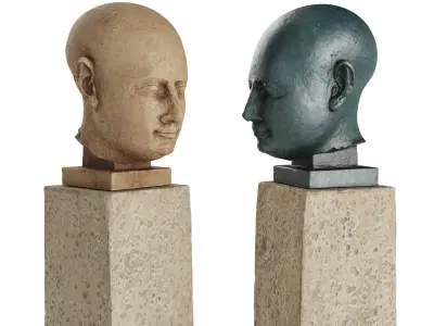 Ancient Egyptian head sculpture Low-poly 3D model