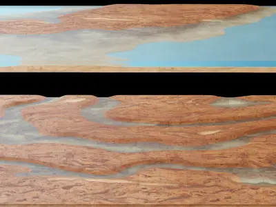 Resin Wood Table Panel modern abstract style 3D model