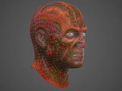 Zombie Head 01 Low-poly 3D model