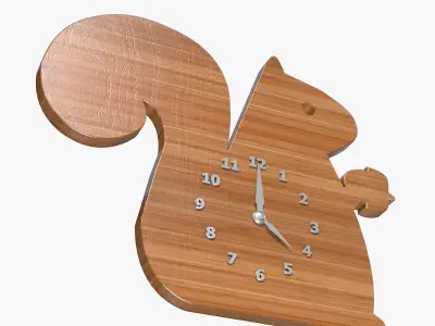 Squirrel Clock  Low-poly 3D model