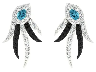 Light Weight White Gold Diamond Earring  -EAR-024 3D print model