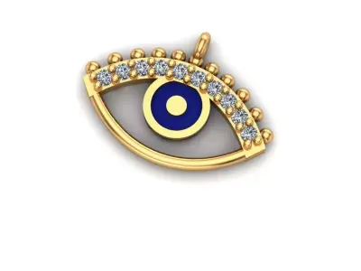 Jewelry evil eye pendant gold with diamonds 3D print model