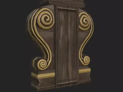 Wooden Pillar top Low-poly 3D model