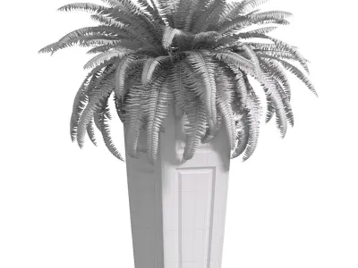 Boston Fern in a ArtDeco flowerpot Plant Front Entrance Patio  3D model