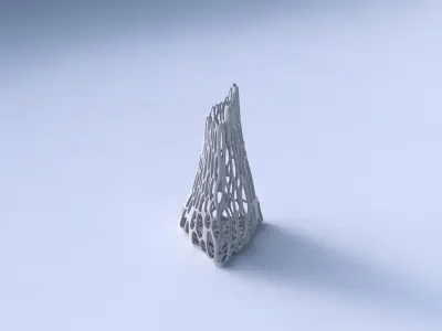 Vase grounded tipping triangle with cracked organic lattice 3D print model