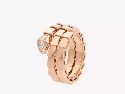 BULGARI - SERPENTI RING - DOUBLE COIL - DIAMOND PAVED 3D print model