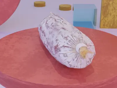 Spanish fuet salami high-poly 3D model