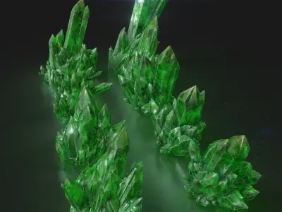 Low poly Green Crystal Gemstone Pack  200110 Low-poly 3D model