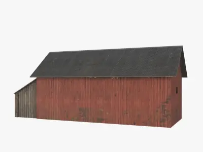 Old wood barrack low poly Free low-poly 3D model