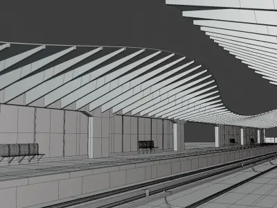 Railway station concept 3D model
