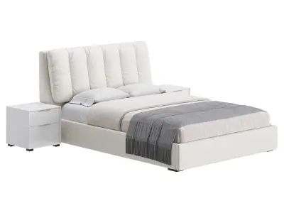 White Modern Twin Bed 3D model
