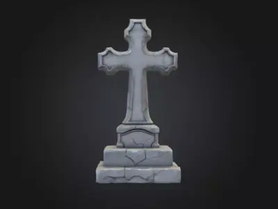 Ancient Stone Cross Monument Low-poly 3D model