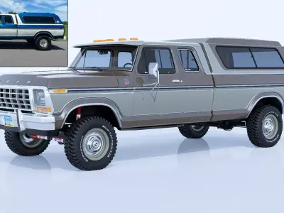 1978 F350 SuperCab with Bed Cap 3D model
