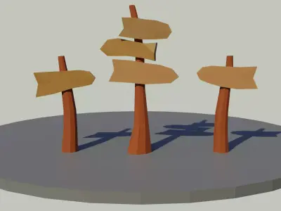 Low Poly Signpost directional sign Free 3D model