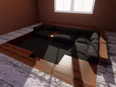 Luxury Conversation Pit Sunken Living Room Low-poly 3D model