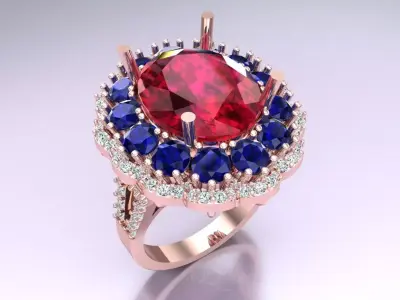 Oval Stone Ring - Womens Rings - N3963 3D print model
