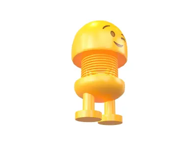 Car Spring Expression Decoration Toys Winking Face v1 001 Low-poly 3D model