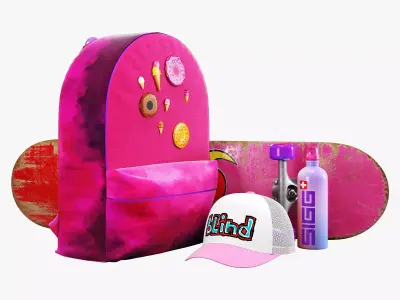 decorative set pink 3D model