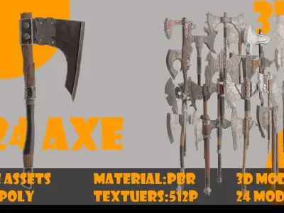 Axe collection-game assets-vol 02-2 model free Free low-poly 3D model